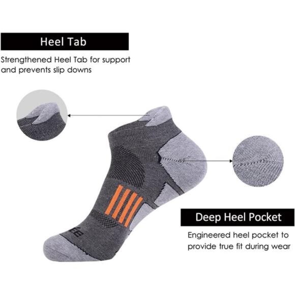 Mens Athletic No Show Socks 6 Pack Cushioned Low Cut Running Sports Ankle Socks - Picture 4 of 7